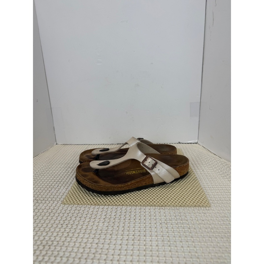 Birkenstock Gizeh Pearl White Cream Thong Sandals‎ Womens 38 L7 M5 Comfort